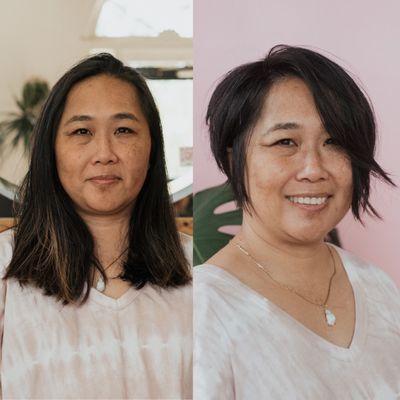 Haircut transformation by Rachel.