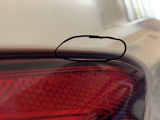 Bad blemish left on top of rear tail light