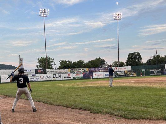 Box seats close to the field