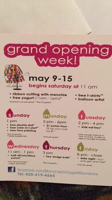 Grand opening week deals!