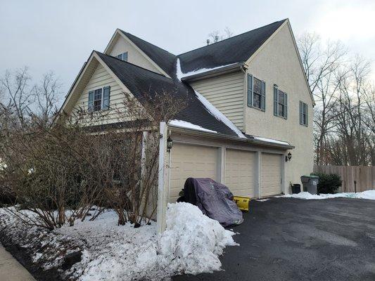 Power wash siding and painted stucco sealed windows with new soft joint