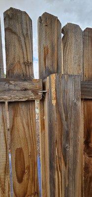 Fence falling apart. Incorrect fence installation