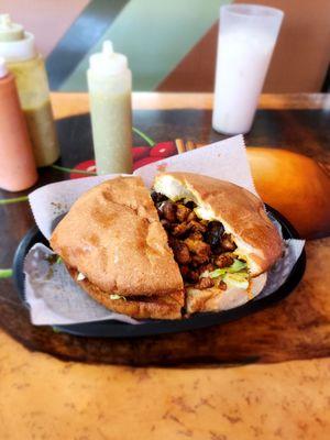Al pastor torta and horchata