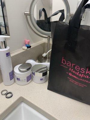 Green tea facial wash and brightening pads as well as glycolic pads!! I'm going back for the moisturizer and Vitamin C serum yay. :)