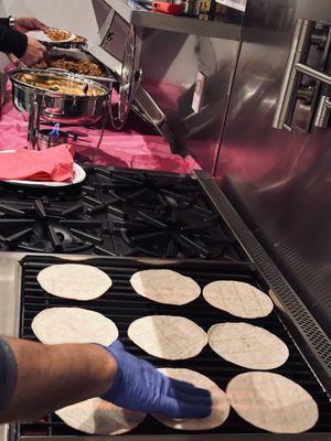 Meats and tortillas made to the crisp