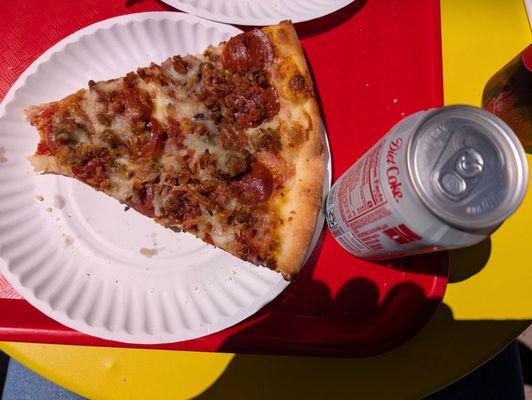 Meat lovers and a diet coke