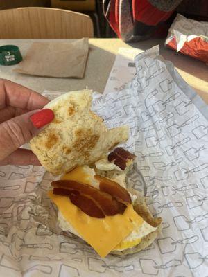 Very dry, cold breakfast egg sandwich.