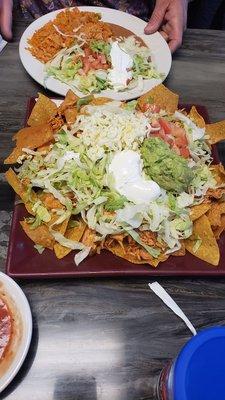 Nachos and the fajita fixings