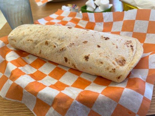 Bacon egg and cheese burrito- huge!