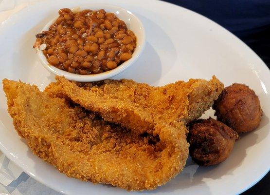 Fried Fish with Baked Beans
