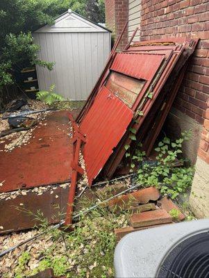 Metal shed taken apart