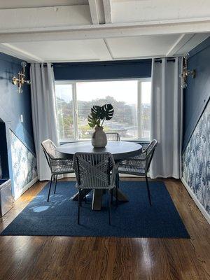 Dining area in ocean view penthouse.