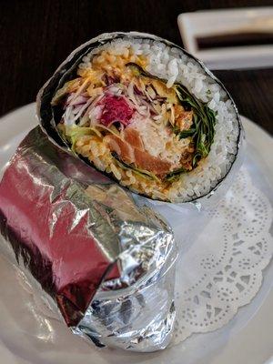 Salmon Burrito - lots of salmon, great balance of flavors. A lot bigger than you think it is.