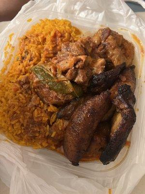 Oxtail, arroz and plantains