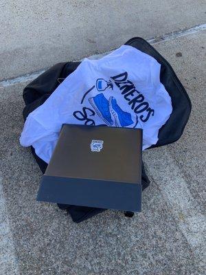 Live Photo of merch & sneaker kit