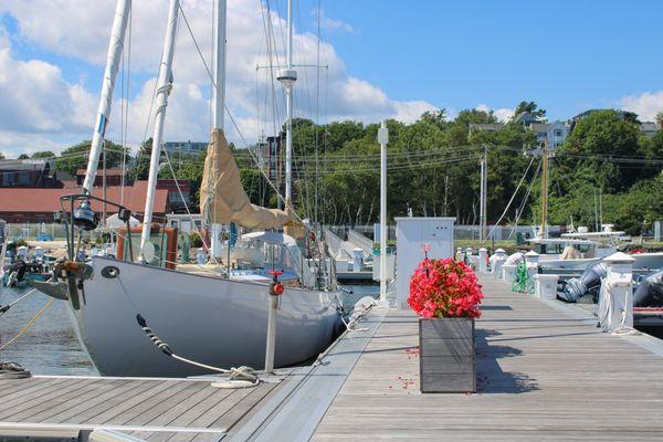 Sailboat docked at Fore Points Marina