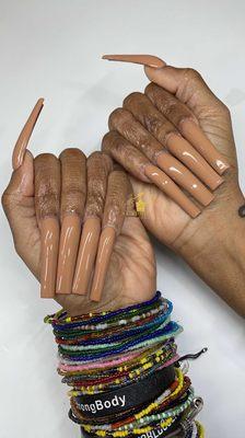 XL full set with clear acrylic and gel polish