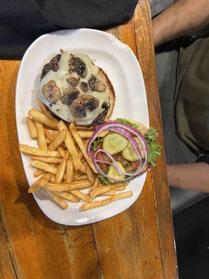 Mushroom Swiss burger