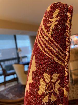 Fine detail finish on reupholstered chair