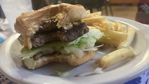 Double Burger and Fries