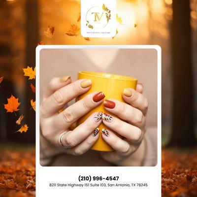Autumn happiness starts at the nail salon! Come get your dose of joy with beautiful seasonal nails. Call now!