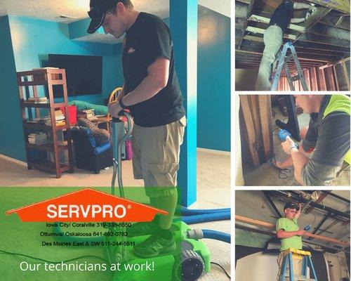 Water extraction from carpet and testing moisture levels in different settings helps us ensure that your water damage is cleaned properly.