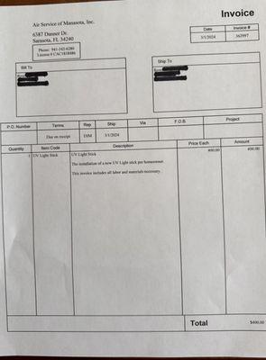 Initial invoice
