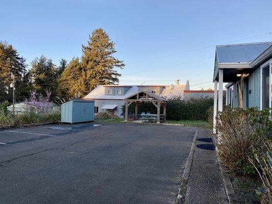 Covered seating area outside
