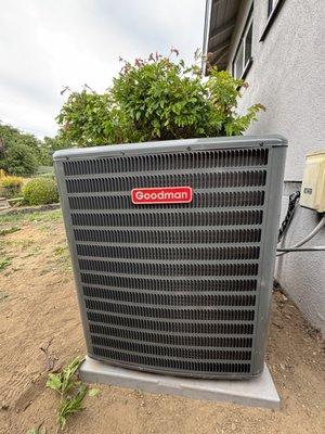 Freshly installed Goodman condenser ready to keep this Glendora home comfortable all year long.