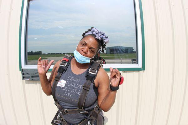 Preparing to ski Dive.  doing this assured me that I can do anything I put my mind to !