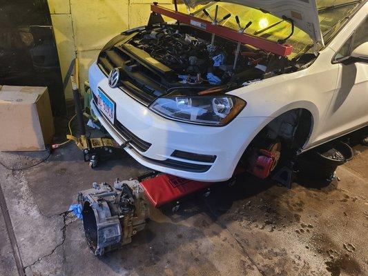 2015 Volkwagen Golf TDI Manual Transmission Replacing Clutch, Flywheel, Pressure Plate, & Throwout bearing. Two day service.