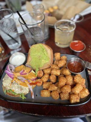 Burger and tots-many choices of burgers