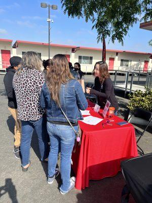 Registration Event in front of Continuing Education's Registration office in the village at Santa Ana College
