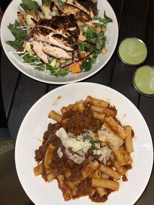 Avocado (maybe? Idr the name) salad, rigatoni beef