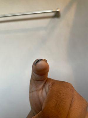 Lump(extra thickness) on the gold polish compared to the black