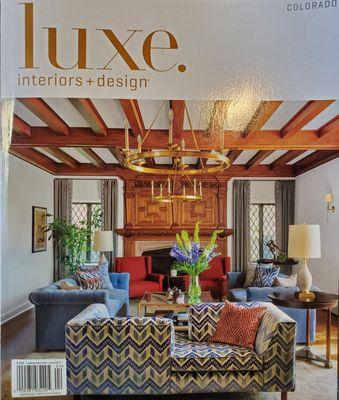 A&B Upholstery upholstered the 2 blue sofas in the background and built and upholstered the tete-a-tete in the front