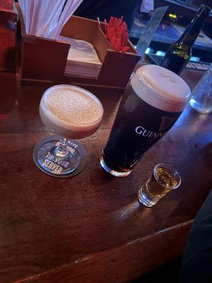 Espresso martini and Guinness with a shot of Jameson on the side