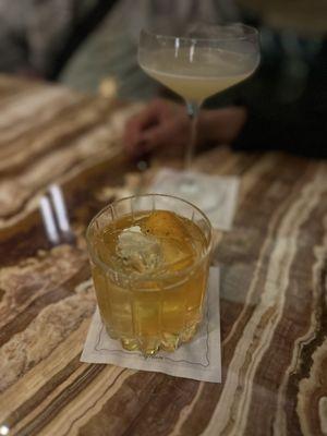 "Who is She?" $19 Ancho Reyes Verde, Reposado Tequila, Cointreau, Lime - heavy on the Cointreau (too much orange)