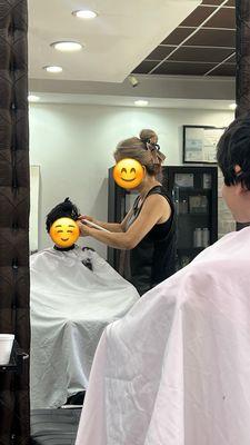 My son getting a hair cut