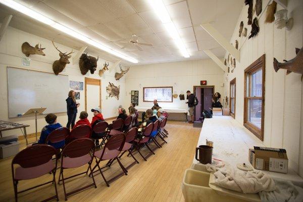 Outdoor Education - Students learn how to identify animal tracks in a classroom before going out and looking in the forest.