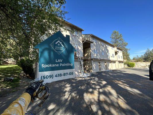 Here I am painting six buildings.