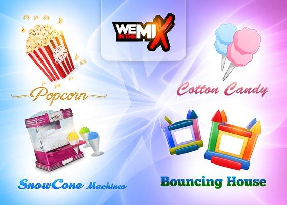 Digital Photography Pop Corn Machines Bouncing Houses Cotton Candy Snow Cone Makers