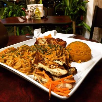 Whole wheat pastawith grilled chicken and yams