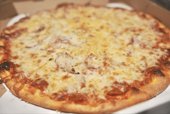 Build Your Own Pizza. He only wanted pepperoni & onions because life doesn't have to be complicated (his words, not mine).