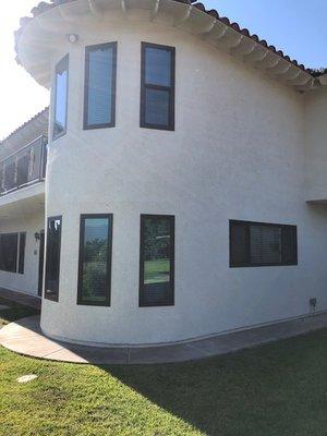 Black exterior vinyl windows.