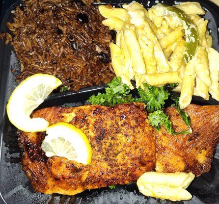Salmon Platter Sides (Rice and Beans, Jerk Pasta)