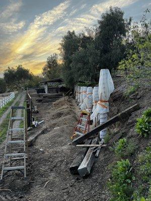 Concrete posts for wall!