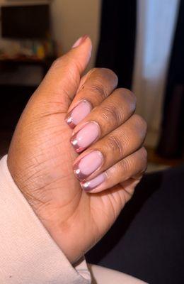 Gel Mani w/ Metallic Tips