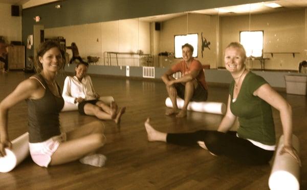 Foam Rolling with friends is a great way to remove stress from your conciousness while flushing toxins from your muscles.