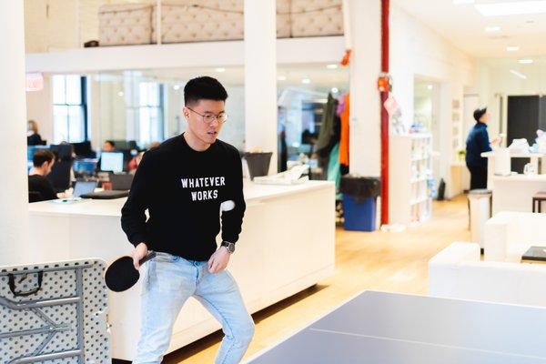 Students playing ping pong